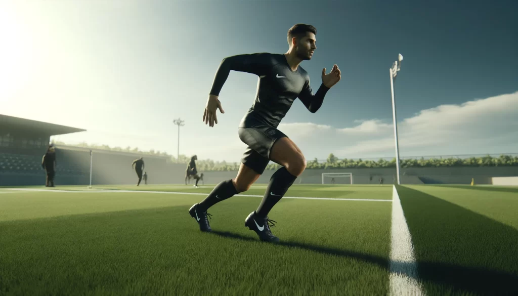 Football team doing aerobic exercises