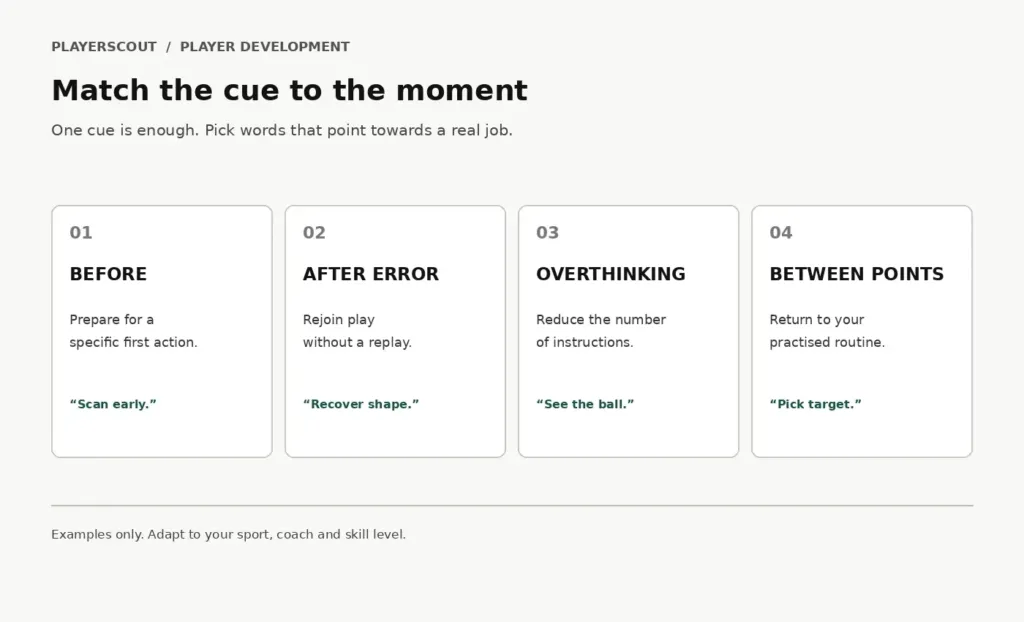 Choosing a self-talk cue for different competition moments
