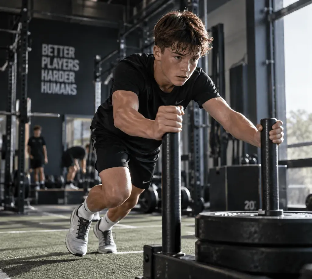 Young athlete preparing to train